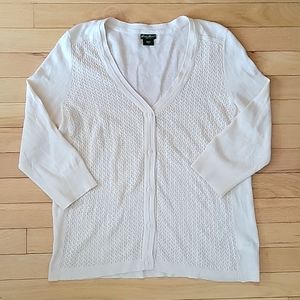 3/$15 EDDIE BAUER linen/cotton lightweight cream cardigan sweater size large